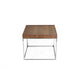 Zen 24 Inch Side End Table Square Brown Wood Top Chrome Steel Frame BM317009
