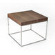 Zen 24 Inch Side End Table Square Brown Wood Top Chrome Steel Frame BM317009