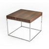Zen 24 Inch Side End Table, Square, Brown Wood Top, Chrome Steel Frame