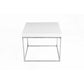 Zen 24 Inch Side End Table, Square, White Lacquer Top, Chrome Steel Frame By Casagear Home