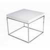 Zen 24 Inch Side End Table Square White Lacquer Top Chrome Steel Frame By Casagear Home BM317010