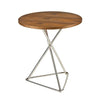 Oly 22 Inch Side End Table, Round Wood Top, Crossed Chrome Steel Frame By Casagear Home