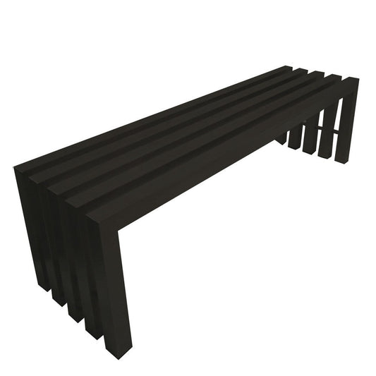 Namo 58 Inch Accent Bench, Modern Slatted Design, Rectangular, Black Steel By Casagear Home
