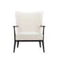 Nie 29 Inch Lounge Armchair Wingback White Boucle Upholstery Black Metal By Casagear Home BM317019