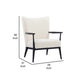 Nie 29 Inch Lounge Armchair Wingback White Boucle Upholstery Black Metal By Casagear Home BM317019