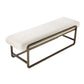 Loer 54 Inch Modern Accent Bench, Ivory Boucle Upholstery, Sled Brass Legs By Casagear Home