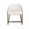 Loer 54 Inch Modern Accent Bench, Ivory Boucle Upholstery, Sled Brass Legs By Casagear Home
