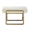 Loer 18 Inch Modern Accent Stool, Ivory Boucle Upholstery, Sled Brass Legs By Casagear Home