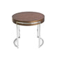 Dami 22 Inch Side End Table Walnut Brown Round Top Open Metal Frame By Casagear Home BM317026