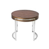 Dami 22 Inch Side End Table, Walnut Brown Round Top, Open Metal Frame   By Casagear Home