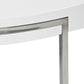 Dami 22 Inch Side End Table White Lacquer Round Top Open Metal Frame By Casagear Home BM317027