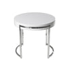 Dami 22 Inch Side End Table, White Lacquer Round Top, Open Metal Frame By Casagear Home