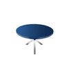 Emi 47 Inch Dining Table Oval Top X Shaped Metal Frame Navy Blue Finish By Casagear Home BM317028