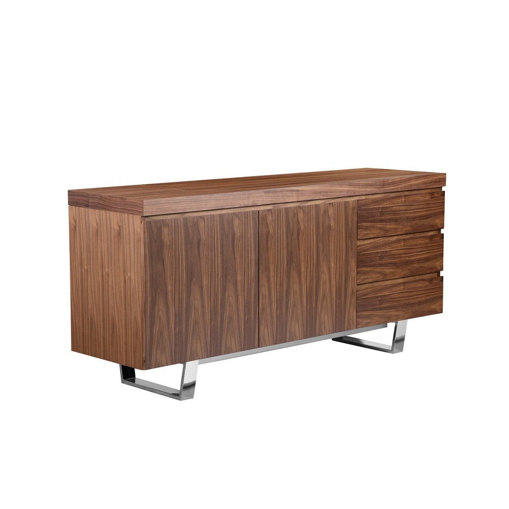 Taho 63 Inch Sideboard Buffet Server Cabinet, 1 Double Door Cabinet, Brown By Casagear Home