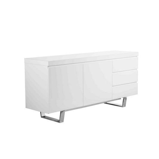 Taho 63 Inch Sideboard Buffet Server Cabinet, 1 Double Door Cabinet, White By Casagear Home