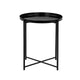 Ely 21 Inch Side End Table Black Round Tray Top Modern Open Metal Frame By Casagear Home BM317031