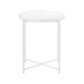 Ely 21 Inch Side End Table, White Round Tray Top, Modern Open Metal Frame By Casagear Home
