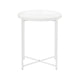 Ely 21 Inch Side End Table White Round Tray Top Modern Open Metal Frame By Casagear Home BM317032
