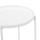 Ely 21 Inch Side End Table, White Round Tray Top, Modern Open Metal Frame By Casagear Home