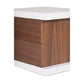 Gyn 22 Inch Nightstand, 2 Drawers, Plinth Base, Walnut Brown, White Finish By Casagear Home