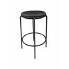 Neni 30 Inch Barstool Set of 2, Round Cushioned Seat, Black Faux Leather By Casagear Home