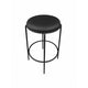 Neni 30 Inch Barstool Set of 2 Round Cushioned Seat Black Faux Leather By Casagear Home BM317038