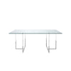 Nisa 71 Inch Dining Table, Tempered Glass Rectangular Top, Chrome Metal By Casagear Home