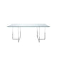 Nisa 71 Inch Dining Table, Tempered Glass Rectangular Top, Chrome Metal By Casagear Home