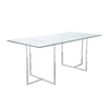 Nisa 71 Inch Dining Table Tempered Glass Rectangular Top Chrome Metal By Casagear Home BM317042