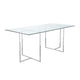 Nisa 71 Inch Dining Table Tempered Glass Rectangular Top Chrome Metal By Casagear Home BM317042