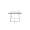 Nisa 71 Inch Dining Table, Tempered Glass Rectangular Top, Chrome Metal By Casagear Home