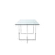 Nisa 71 Inch Dining Table, Tempered Glass Rectangular Top, Chrome Metal By Casagear Home