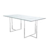 Nisa 71 Inch Dining Table, Tempered Glass Rectangular Top, Chrome Metal By Casagear Home
