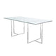 Nisa 71 Inch Dining Table, Tempered Glass Rectangular Top, Chrome Metal By Casagear Home