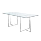 Nisa 71 Inch Dining Table Tempered Glass Rectangular Top Chrome Metal By Casagear Home BM317042