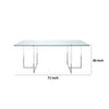 Nisa 71 Inch Dining Table, Tempered Glass Rectangular Top, Chrome Metal By Casagear Home