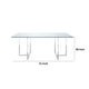 Nisa 71 Inch Dining Table, Tempered Glass Rectangular Top, Chrome Metal By Casagear Home