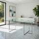 Nisa 71 Inch Dining Table, Tempered Glass Rectangular Top, Chrome Metal By Casagear Home