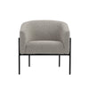 Mae 29 Inch Accent Armchair, Barrel, Gray Boucle Upholstery, Black Metal By Casagear Home