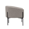 Mae 29 Inch Accent Armchair, Barrel, Gray Boucle Upholstery, Black Metal By Casagear Home