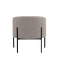 Mae 29 Inch Accent Armchair, Barrel, Gray Boucle Upholstery, Black Metal By Casagear Home