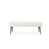 Kay 45 Inch Accent Bench White Boucle Fabric Bronze Tapered Steel Legs By Casagear Home BM317047