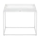 Bixy 24 Inch Side End Table White Tray Top Open Cubic Metal Frame By Casagear Home BM317056