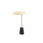 Frank 12 Inch Drink Side End Table, Gold Top, Black Marble Solid Cone Base By Casagear Home