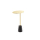 Frank 12 Inch Drink Side End Table Gold Top Black Marble Solid Cone Base By Casagear Home BM317057