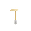 Frank 12 Inch Drink Side End Table, Gold Top, White Marble Solid Cone Base By Casagear Home