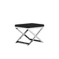 Sovi 20 Inch Accent Stool Ottoman, Steel Legs, Cushioned Black Faux Leather By Casagear Home