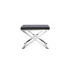 Sovi 20 Inch Accent Stool Ottoman X Shape Steel Legs Charcoal Gray By Casagear Home BM317063