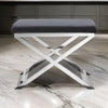 Sovi 20 Inch Accent Stool Ottoman X Shape Steel Legs Charcoal Gray By Casagear Home BM317063