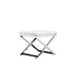 Sovi 20 Inch Accent Stool Ottoman X Steel Legs White Faux Leather By Casagear Home BM317065